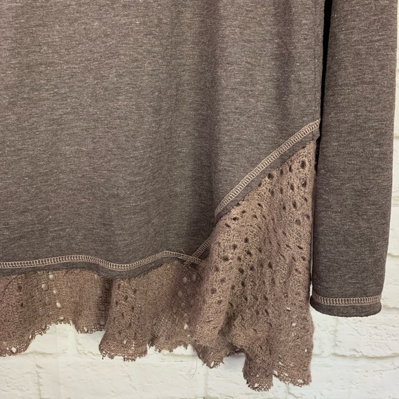 Oddy Boho Peekaboo Knit Scoop Neck LongSleeve Top - Picture 2 of 5